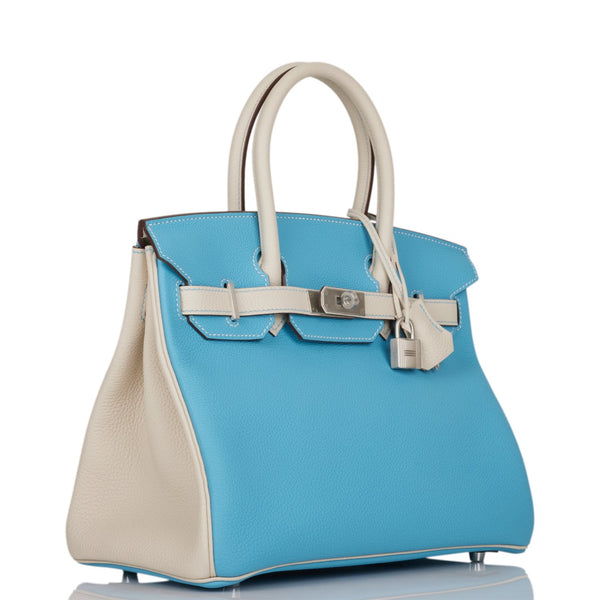 Hermes 30cm Blue Atoll Epsom Leather Birkin Bag with Gold Hardware