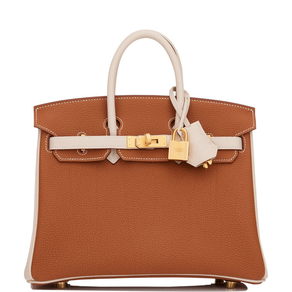 Hermes Special Order Birkin 25 Bag HSS Craie and Gold Gold Hardware Togo •  MIGHTYCHIC • 