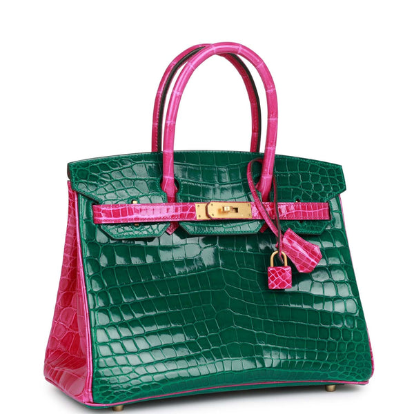 Hermes Birkin 30 Bag Rose Scheherazade Pink Crocodile Gold Hardware