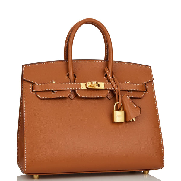 Hermes Birkin 25 Bag Sellier Gold Epsom Leather with Gold Hardware –  Mightychic