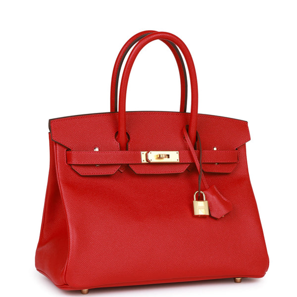 Hermes Birkin bag 30 Rouge casaque Epsom leather Gold hardware