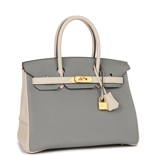 Authentic Hermes Birkin 30 Gris Grey Mouette Gold Hardware Togo Leather