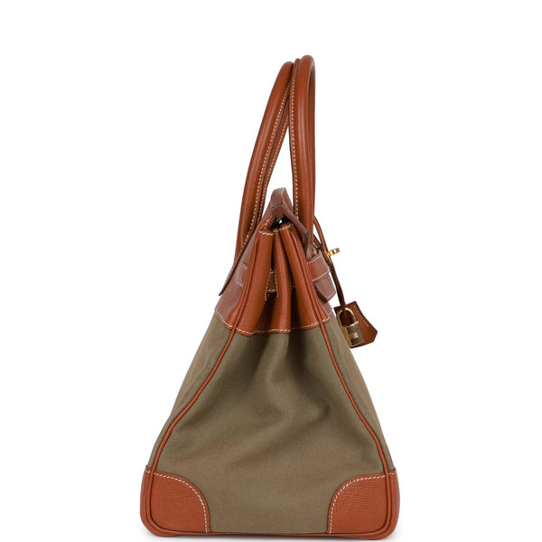 Hermes Kelly 35 Toile with Brown Leather Top Handle Bag – Encore Plus