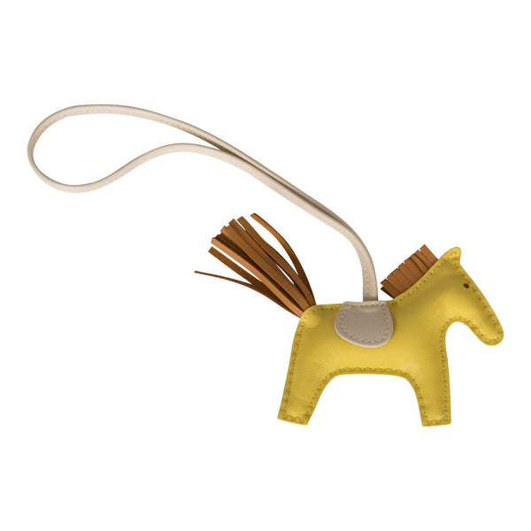 New]HERMES Milo Lambskin Grigri Rodeo Horse Bag Charm PM Lime Sesame –