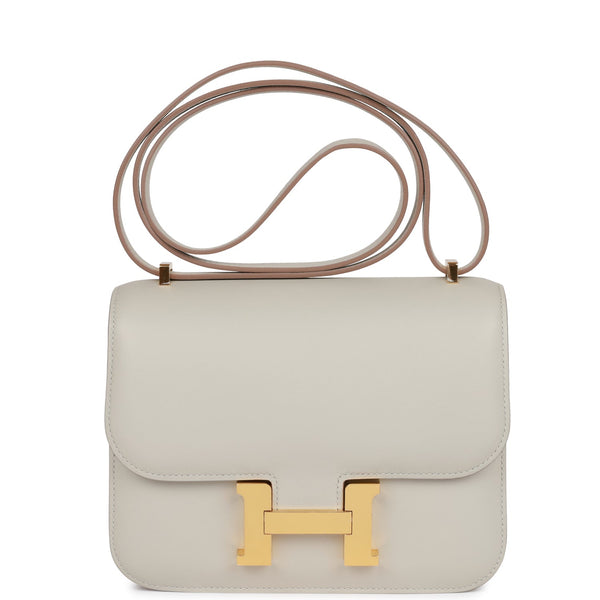 Hermès Constance 18 In Gold Swift Leather With Gold Hardware in White