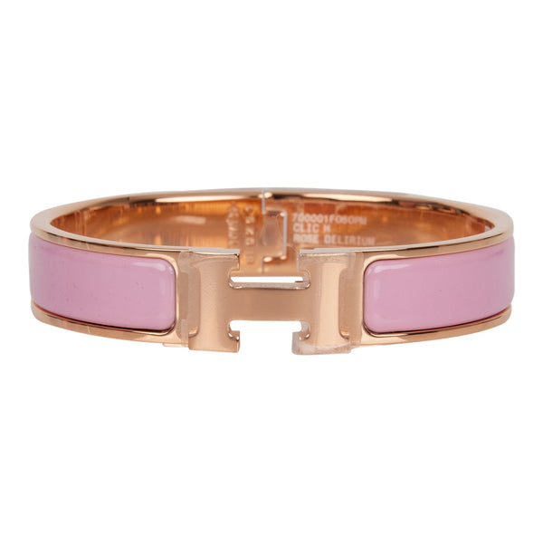 Hermes Lilac Clic Clac H Narrow Enamel Bracelet PM RGHW – Madison Avenue  Couture