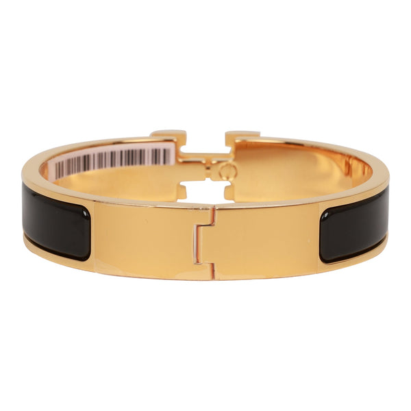 Sold at Auction: Hermès - a narrow 'Clic HH So Black' bracelet with matte  enamel and plated hardware, signed and marked, inner diameter measures 6.5  cm, total weight of item 41.4 grams.
