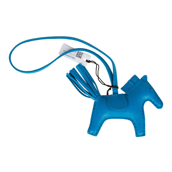 Hermès Bleu de Malte Lambskin Grigri Rodeo Horse Bag Charm PM
