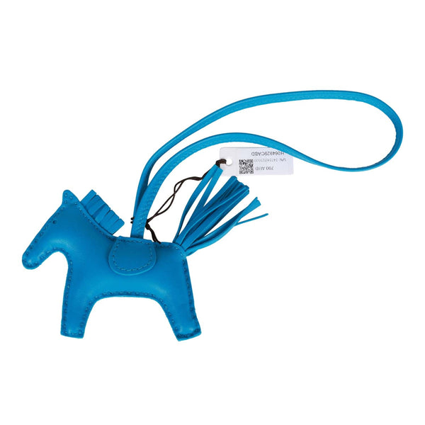Hermes Bleu Brume/Sesame/Menthe Grigri Horse Rodeo Bag Charm PM
