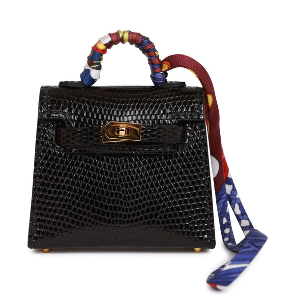 Hermès Micro Mini Kelly Twilly Charm Black Lizard GHW ○ Labellov ○ Buy and  Sell Authentic Luxury
