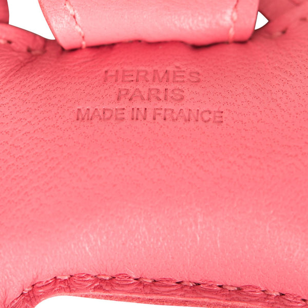 Hermes Rose Azalee Milo Leather Rodeo Grigri Bag Charm PM