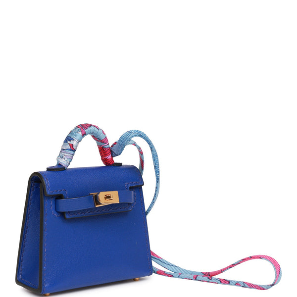 HERMES KellyTwilly Bag Charm Tadelakt Leather Rouge Vif/Multicolor