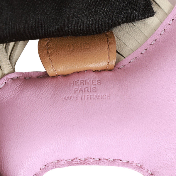 Hermès Sesame, Craie and Mauve Sylvestre Milo Lambskin and Swift Grigri Rodeo Charm PM, 2022 (Like New), Handbag