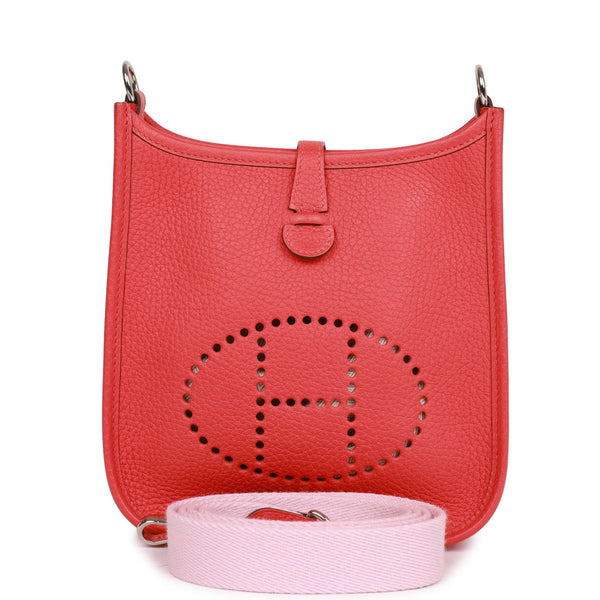 Hermes Evelyne Bag Rouge Pivoine Rose Sakura Canvas Strap TPM