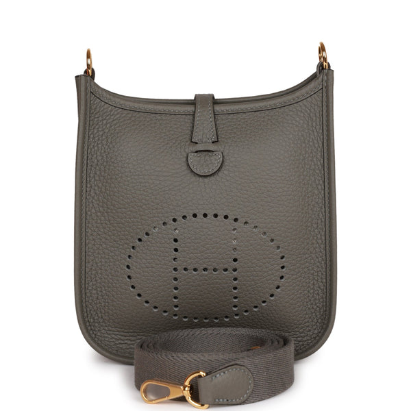 Hermes Evelyne  bag TPM Gris meyer Clemence leather Gold hardware