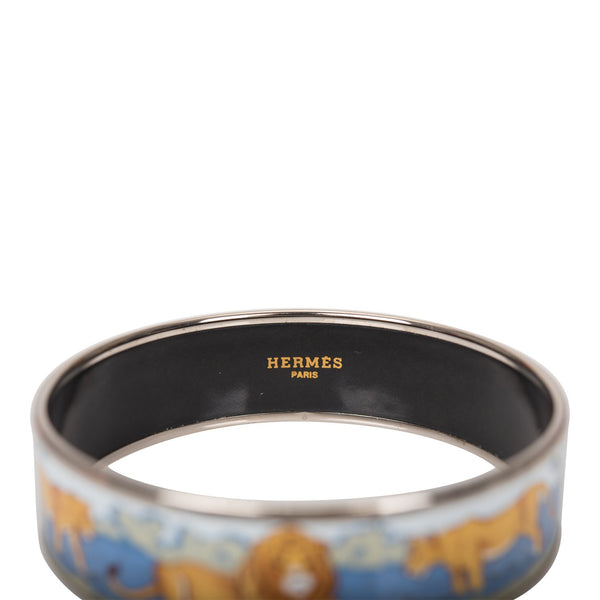 Hermes Horsebit Printed Enamel Wide Bracelet 70