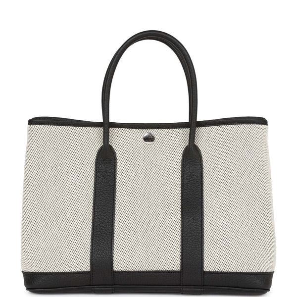 Hermès Garden Party Gris Meyer Negonda and Trench Toile 30 Palladium Hardware, 2023 (Like New), Beige/Grey Womens Handbag