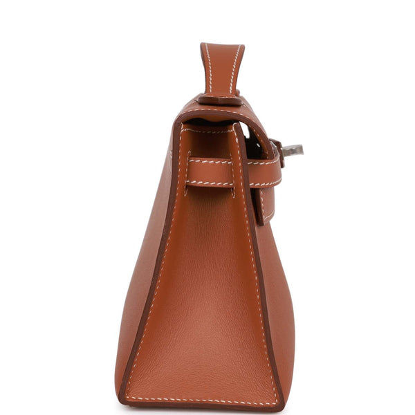Hermes Parchemin Swift Leather Kelly Pochette Bag with Palladium