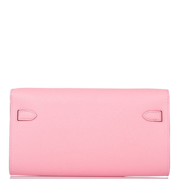 Kelly To Go Wallet rose confetti with silver hardware - HERMÈS