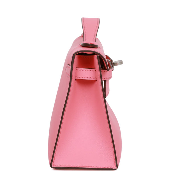 Hermès Kelly Mini Pochette Rose Pourpre Swift Palladium Hardware