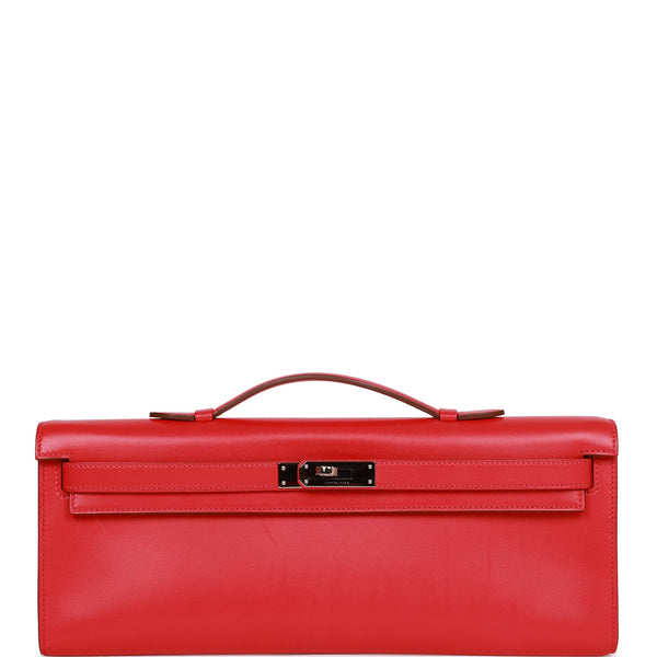 Sold at Auction: Hermes Kelly Cut Bag, Vermillion Red Swift Leather,  Palladium Hardware