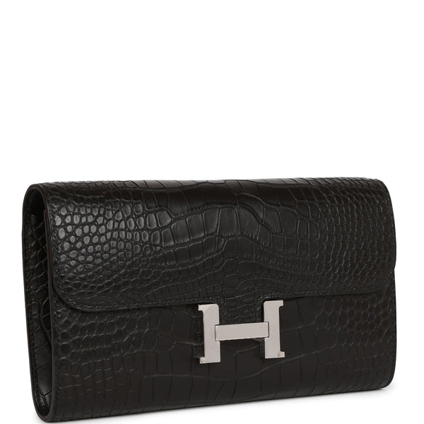 Hermès Bubblegum 5P Matte Alligator Constance Long Clutch Wallet Palladium  Hardware