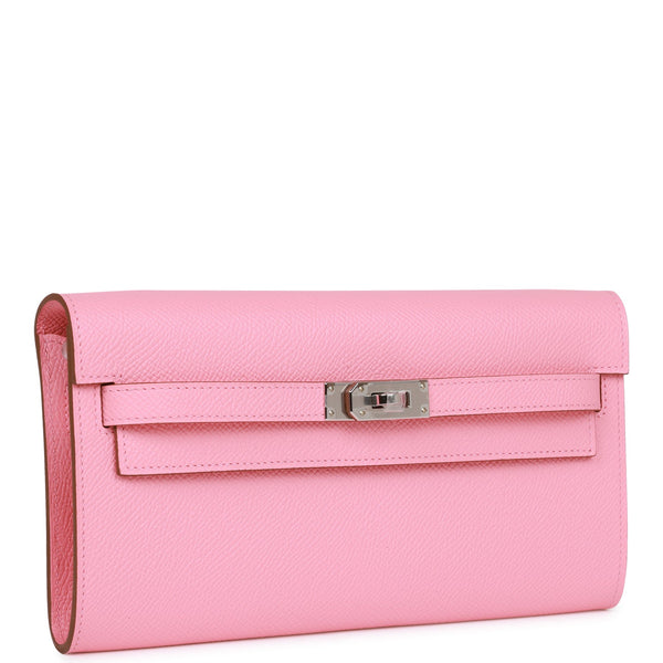 Hermès Kelly To Go Wallet In Rose Confetti Epsom With Palladium