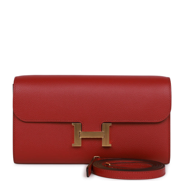 Hermes Constance Long Wallet Rouge De Coeur Evercolor Calfskin GHW