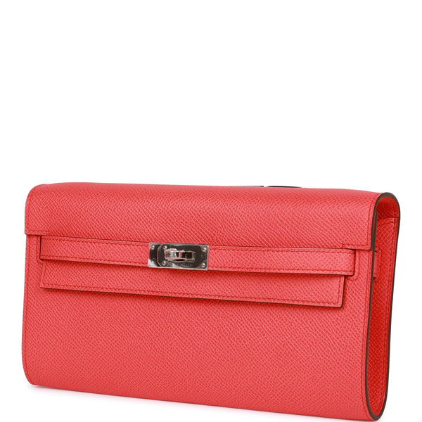 Hermès Kelly To Go Wallet In Rose Confetti Epsom With Palladium
