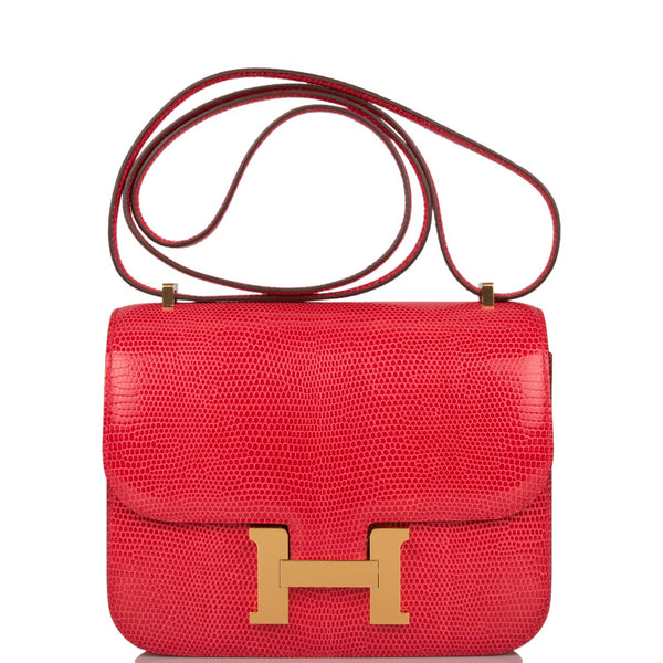 Hermes Micro Constance Bag Rouge Lizard Gold Hardware Limited