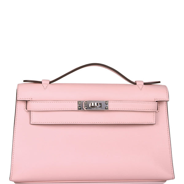 Hermès HSS Kelly Pochette Rose Azalee Swift and Rose Mexico Interior and  Stitching with Gold Hardware