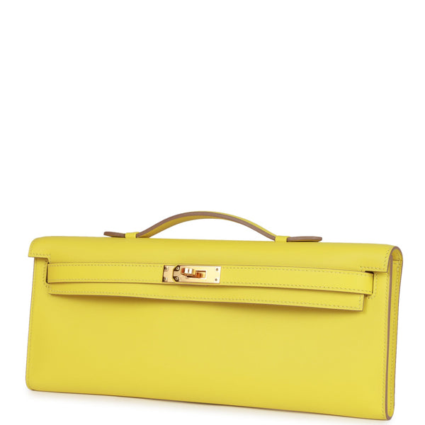 A LIME SWIFT LEATHER KELLY POCHETTE WITH GOLD HARDWARE, HERMÈS