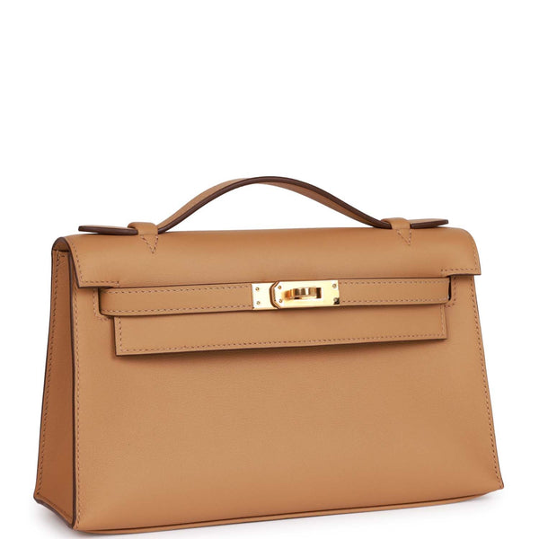 Hermes Kelly Pochette Swift Bleu Paon in Swift Leather with Gold-tone - US