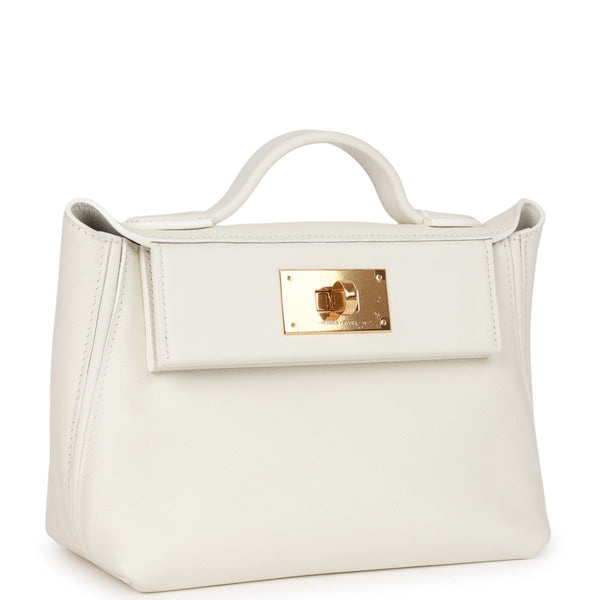 HERMÈS 24/24 - 21 handbag in Mauve Pale and Craie, Evercolor