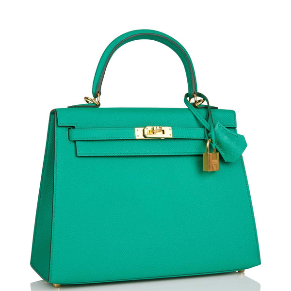 Hermes Kelly 25 Vert Jade Gold Sellier Epsom Green Shoulder Bag Z Stam -  Chicjoy