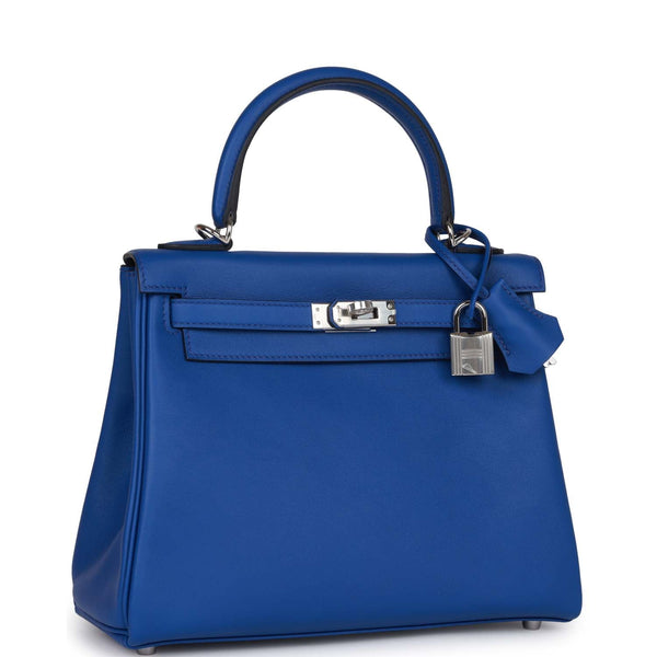 Hermes Kelly Handbag Bleu Paradis Swift with Palladium Hardware 25 at  1stDibs