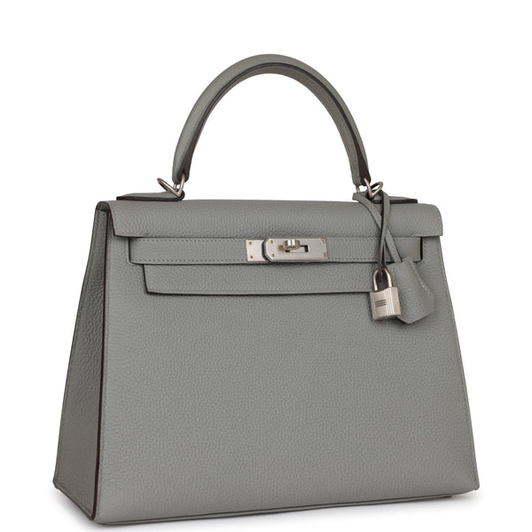 HERMÈS, HORSESHOE STAMP (HSS) BICOLOR CRAIE AND GRIS MOUETTE SELLIER KELLY  28CM IN EPSOM LEATHER WITH BRUSHED PALLADIUM HARDWARE, Handbags &  Accessories, 2020