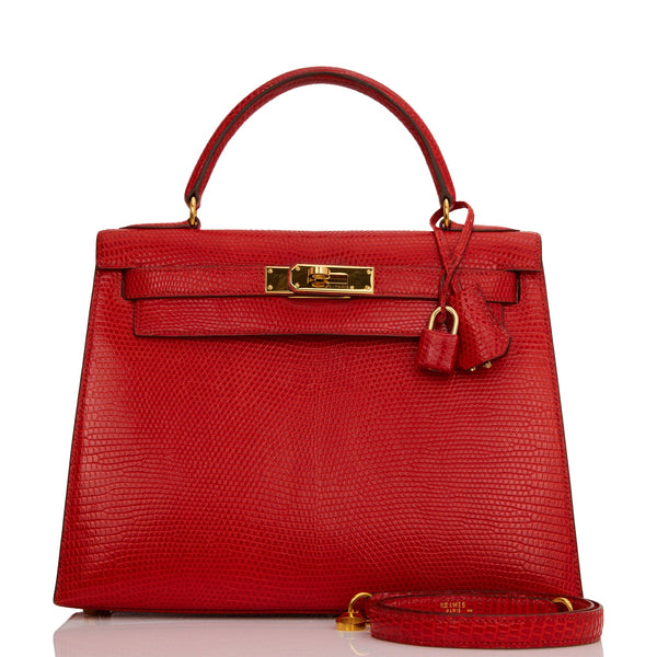 Hermes Kelly 28cm Bag Rouge Vif Red Veau Gulliver GHW