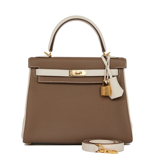 Hermes Kelly 25 Etoupe Togo Gold Hardware - Vendome Monte Carlo