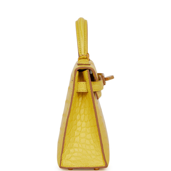 Hermès Mimosa Matte Alligator Mini Kelly II 20 Gold Hardware, 2021