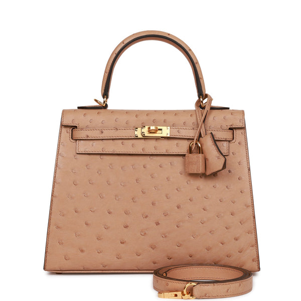 Hermes Kelly Sellier 25 Bleuet Ostrich Gold Hardware – Madison Avenue  Couture