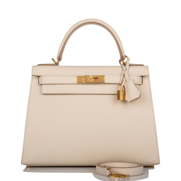 Hermès Kelly 28cm Sellier Veau Epsom Craie 10 Gold Hardware – SukiLux