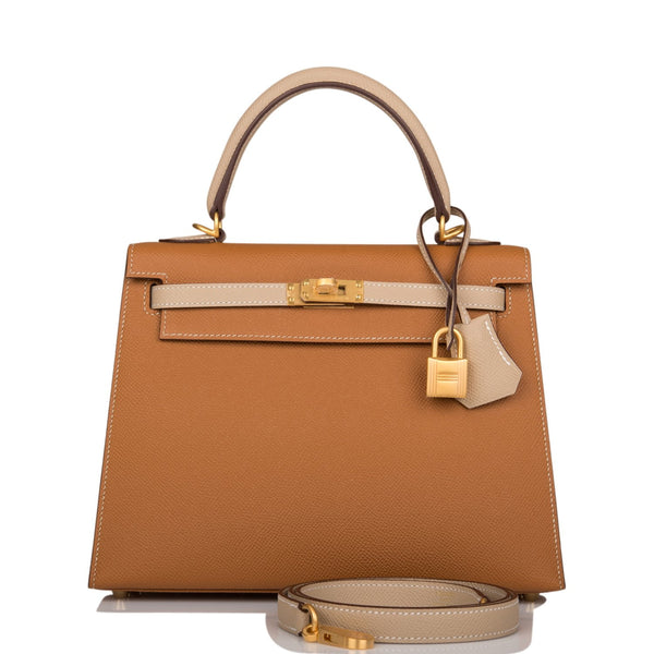 Hermès Kelly HSS 25 Gold/Trench Sellier Epsom Brushed Gold