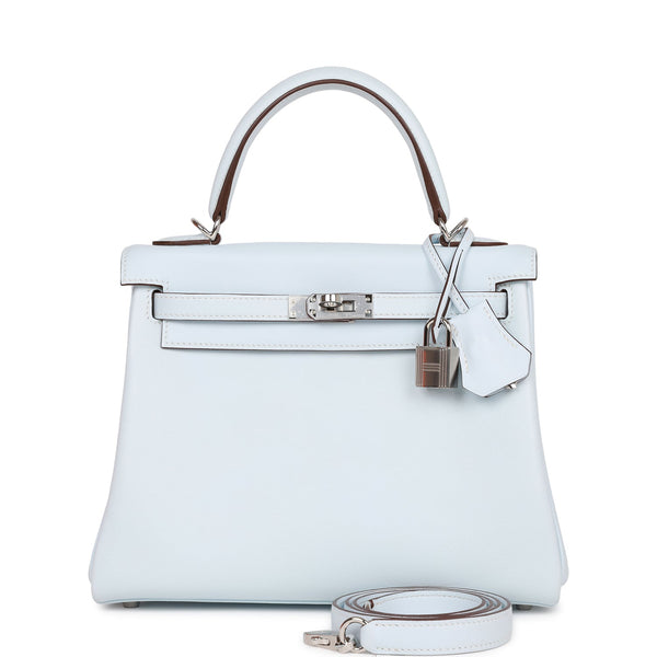 HERMÈS Kelly 25 handbag in Blue Brume Swift leather with Palladium  hardware-Ginza Xiaoma – Authentic Hermès Boutique