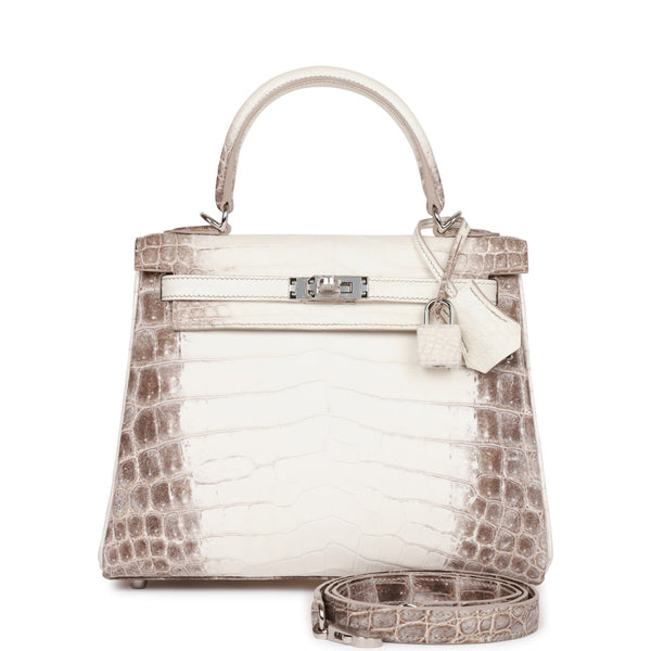 Hermes Kelly 25 In White: Alligator Handbag