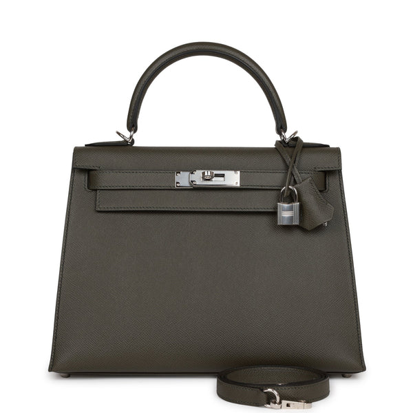 Hermès Kelly 25 In Vert De Gris Epsom Leather With Gold Hardware in Black