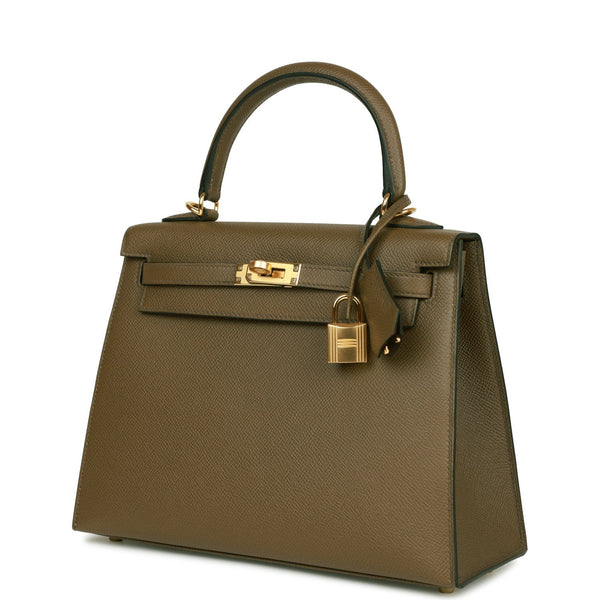 Hermes Kelly Sellier 25 Bag Vert Amande Gold Hardware Epsom Leather –  Mightychic