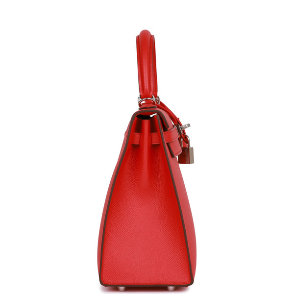 Hermes Kelly Verso bag 25 Sellier Rouge coeur/ Rouge grenat Epsom leather  Silver hardware