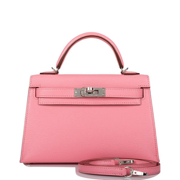 HERMES Chevre Mini Kelly Sellier 20 Rose Sakura at 1stDibs