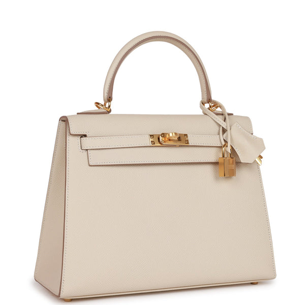 Hermes Kelly 25 Sellier Bag Craie Epsom Leather with Gold Hardware –  Mightychic